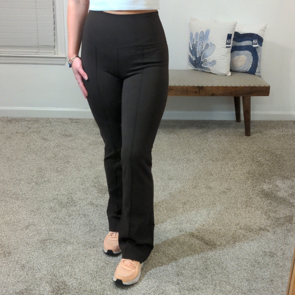Lysse medium m high waist chocolate brown front seamed flare pants used